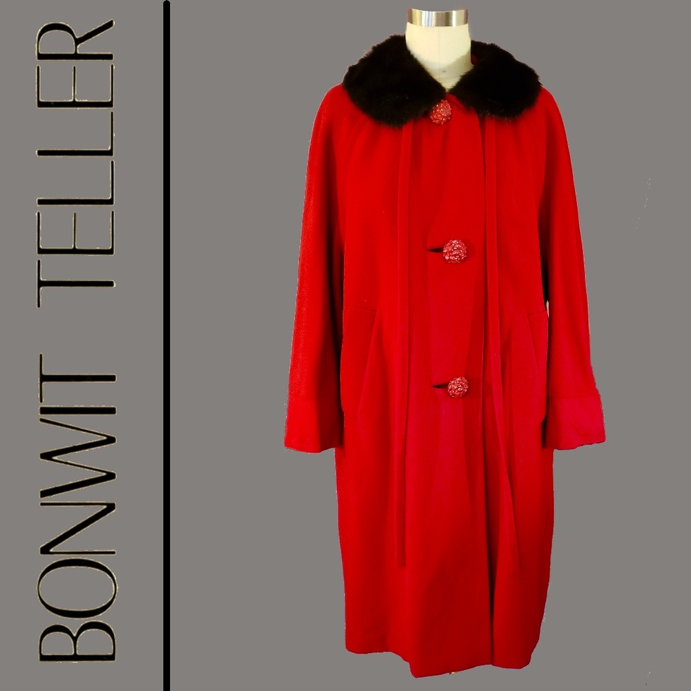 Vintage Bonwit Teller Red Wool Coat